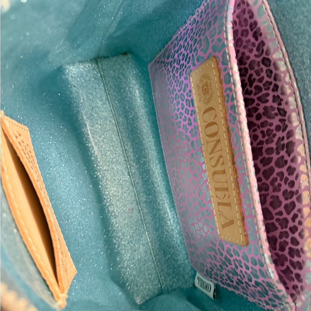 Taupe Leather Crossbody Bag with Colorful Woven Strap - Picture 5 of 13